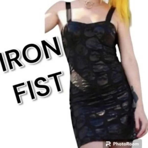 🆕️Iron Fist Skullz Club Mini Bodycon Dress Women's M Black S - Picture 1 of 8